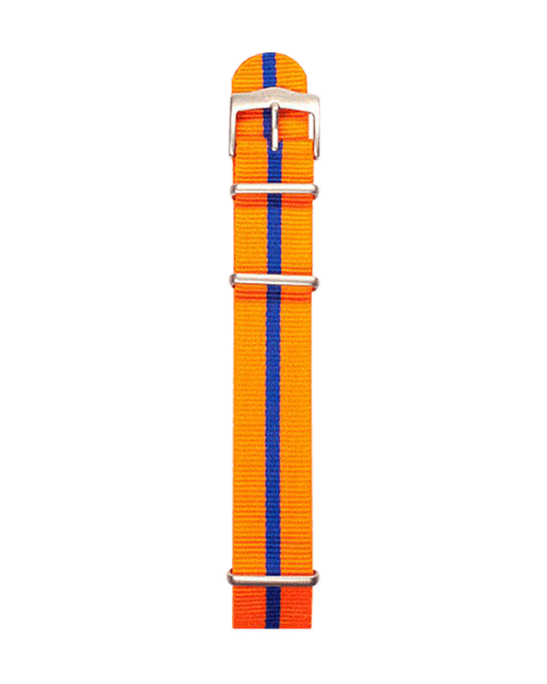 Textilband mit orange und blau gestreifter farbe