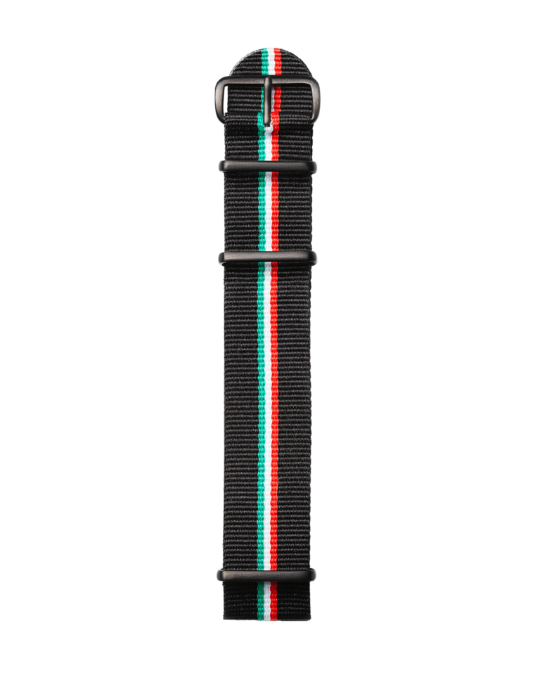 gestreiftes Uhrenarmband in grün, weiss, rot