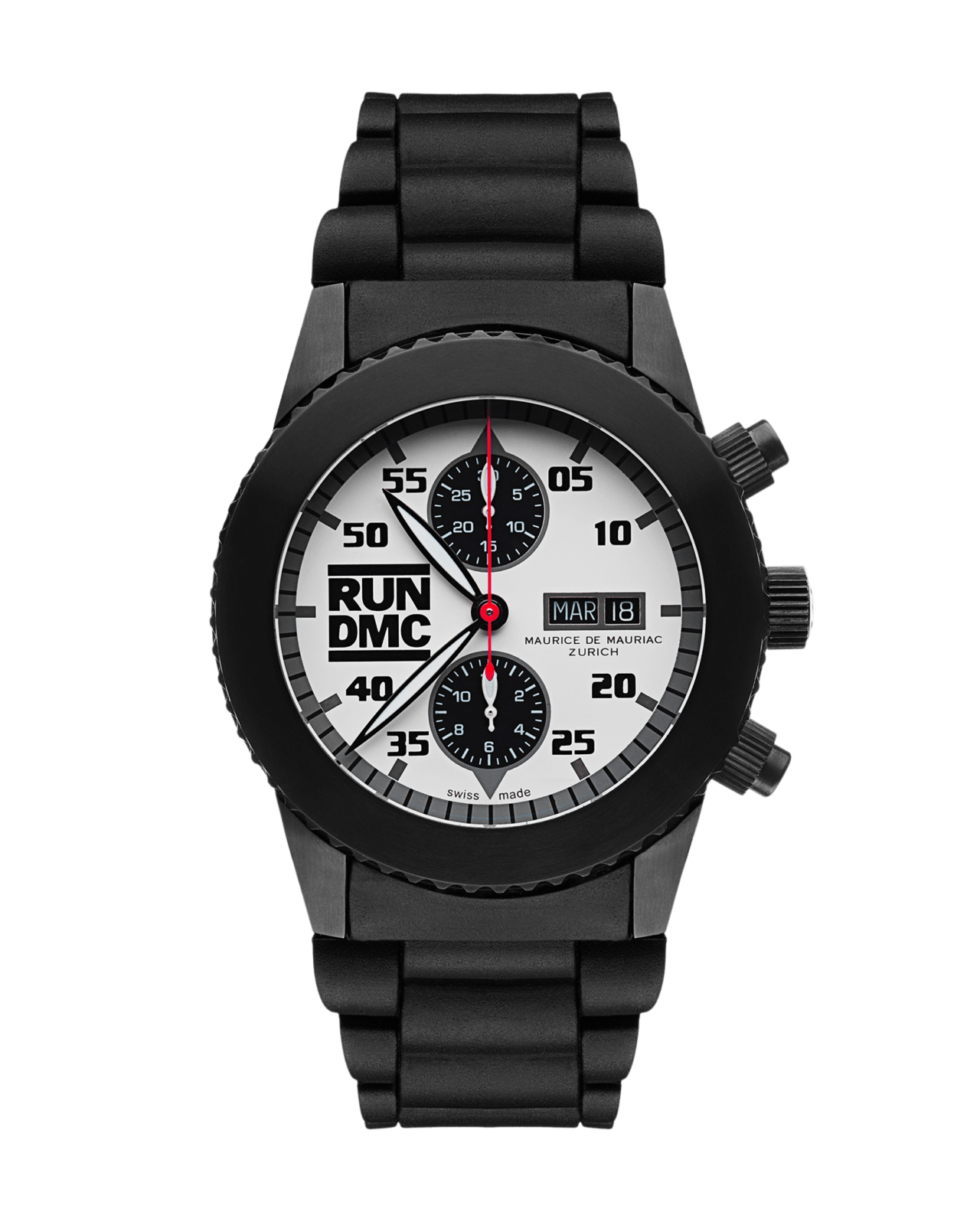 Schwarze Taucher Chrono Uhr mit schwarzem Uhrenband aus Stahl 