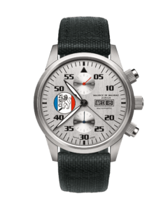 Chronographen Uhr mit weissem Zifferbaltt und schwarzem Uhren Armband