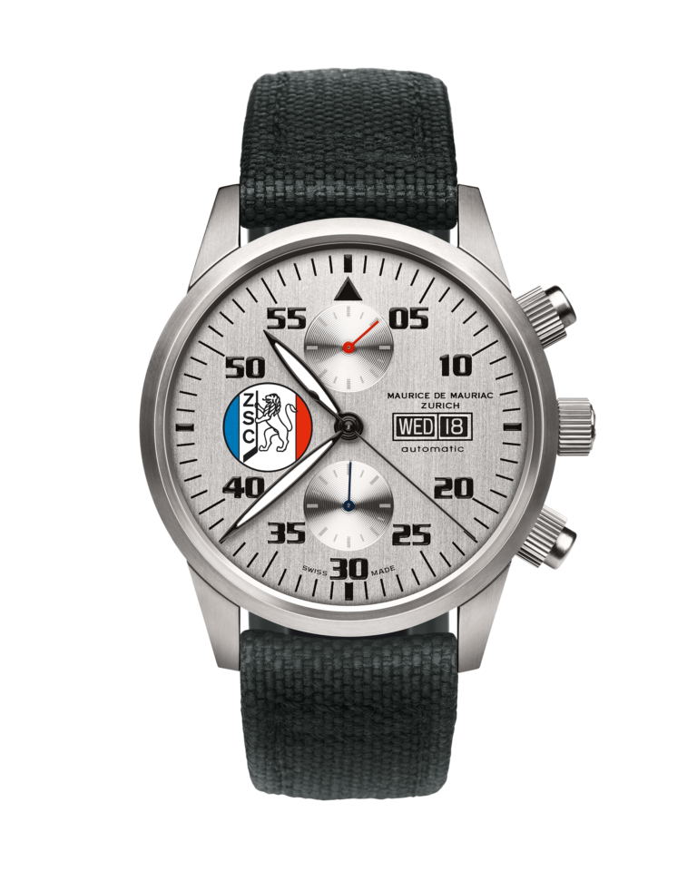 Chronographen Uhr mit weissem Zifferbaltt und schwarzem Uhren Armband