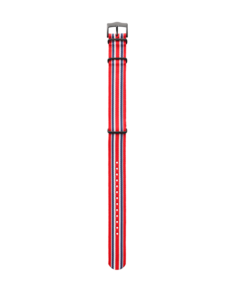 farbiges Textilband rot, blau, weiss