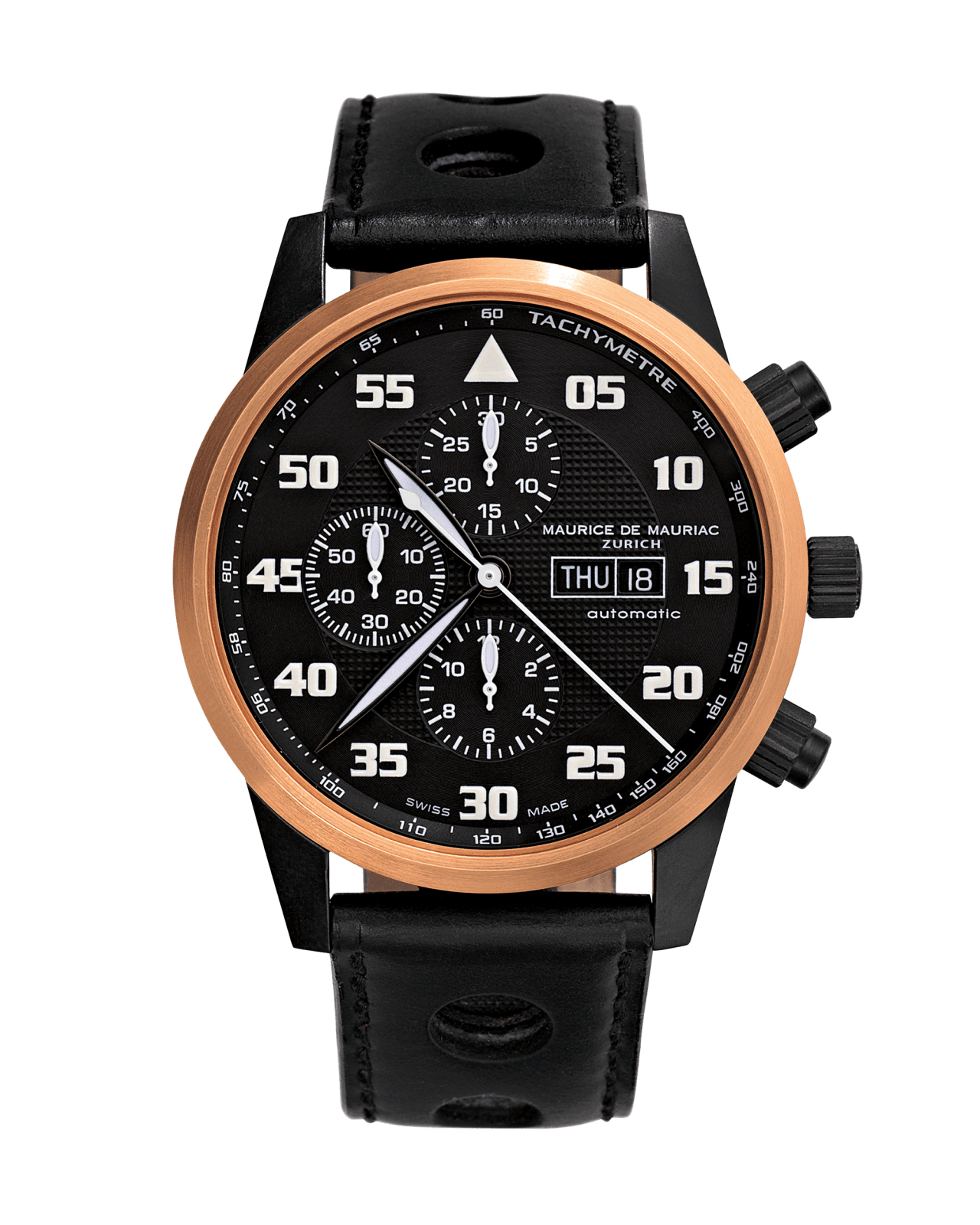 Chronograph Uhr mit Goldgehäuse und dunklem Zifferbaltt
