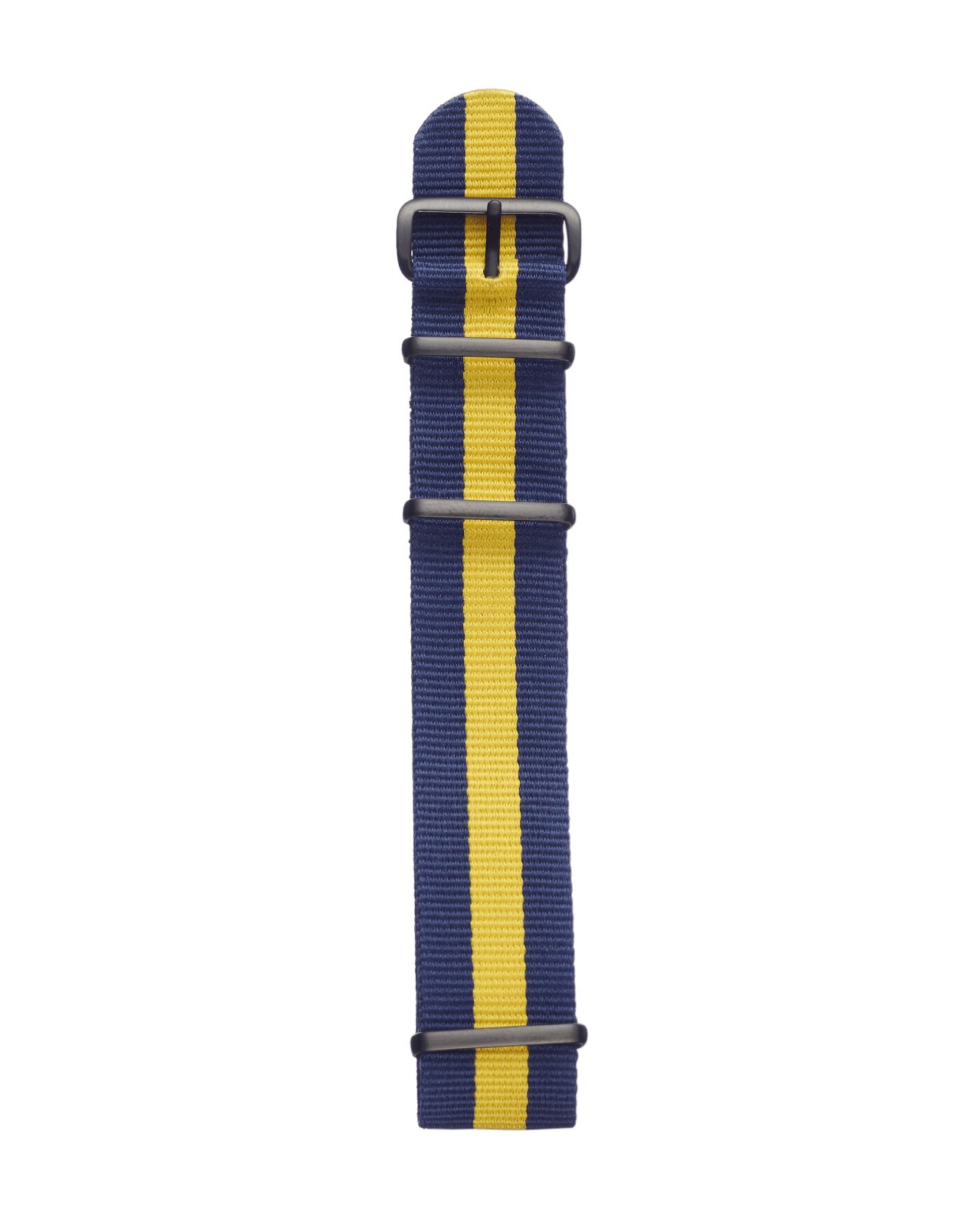 Textil Uhrenarmband gestreift in bau und gelb 