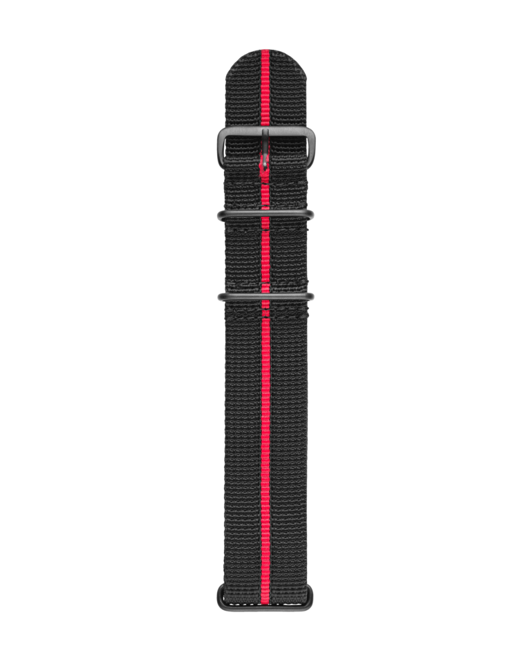 Textilband in rot und schwarzer Farbe