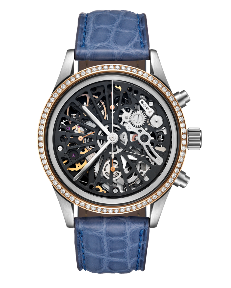Chronographen Skeleton Uhr mit Uhrenband aus Leder