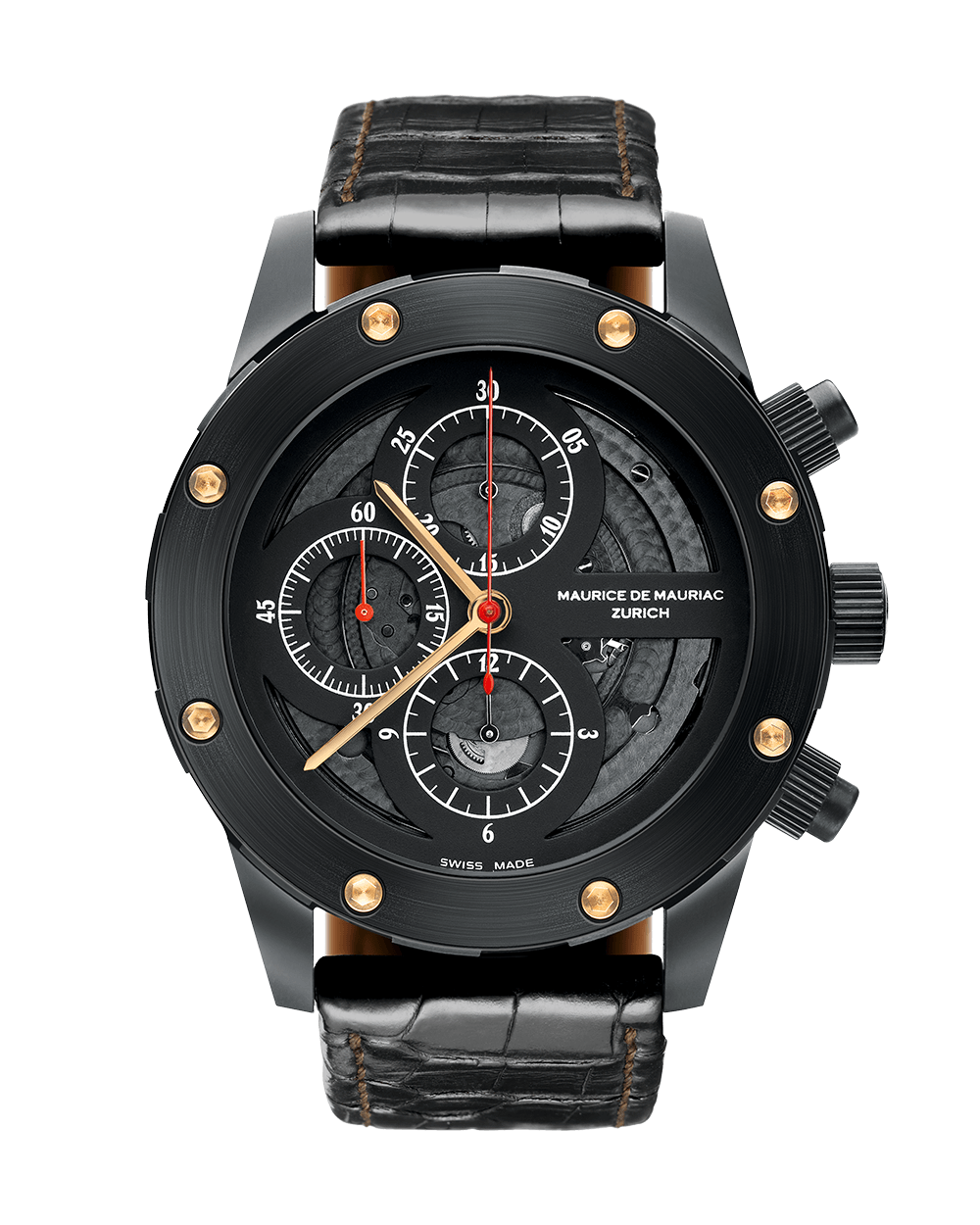 Chronographen Skeleton Uhr in schwarz 