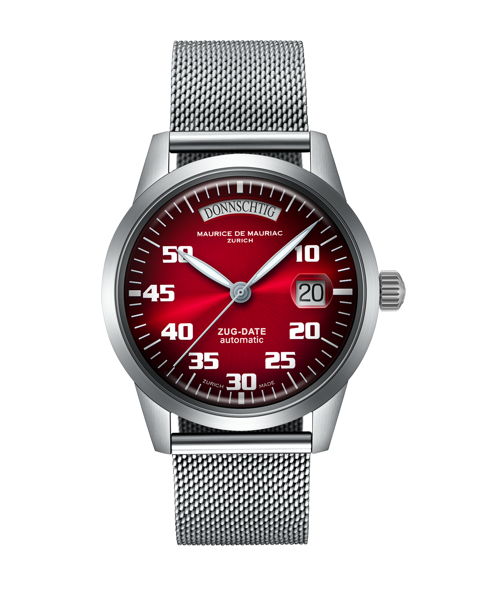 Automatic Modern: “Zug Date” Cherry Red with Milanese