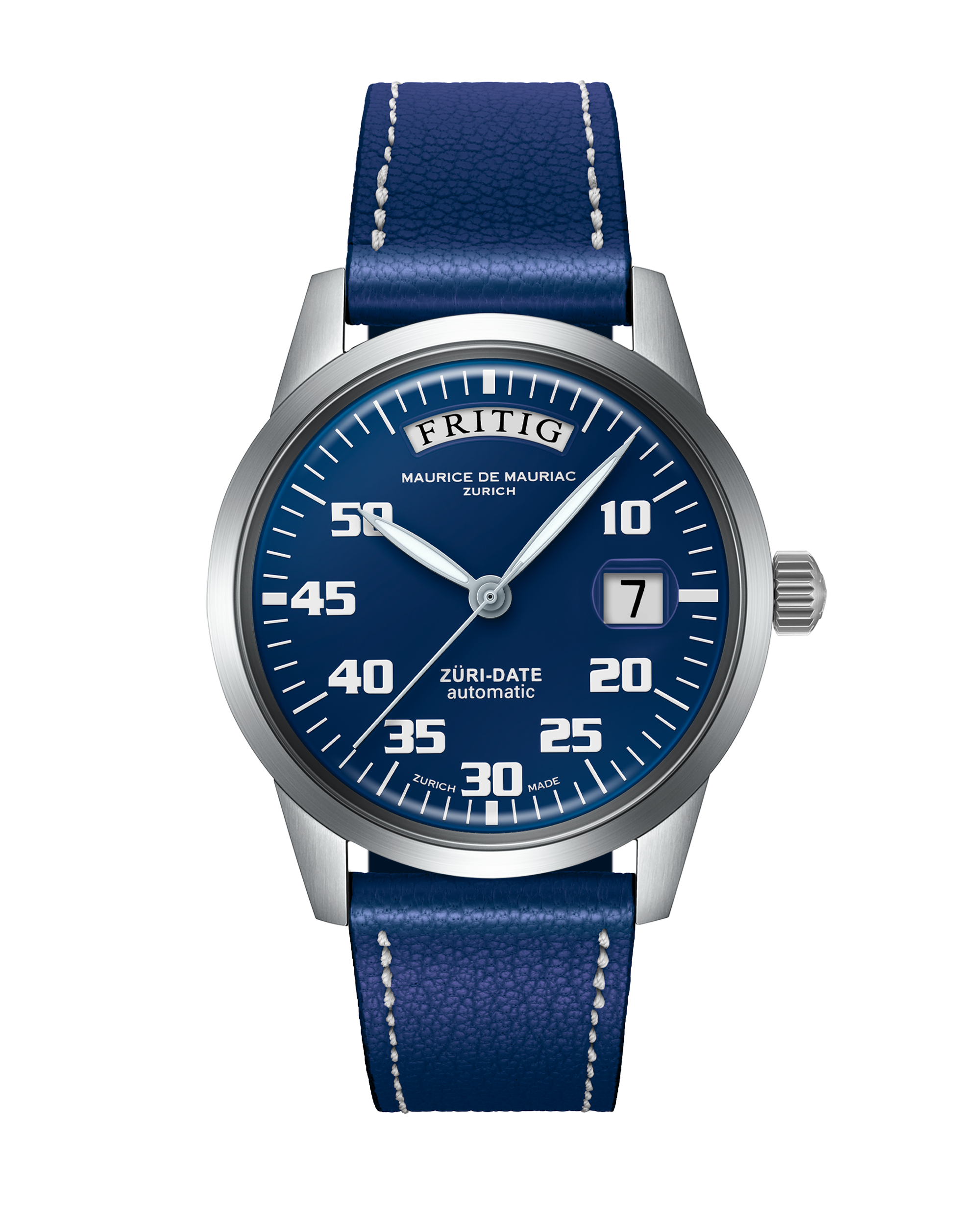 Automatic Modern: “Züri Date” Blue with Leather strap