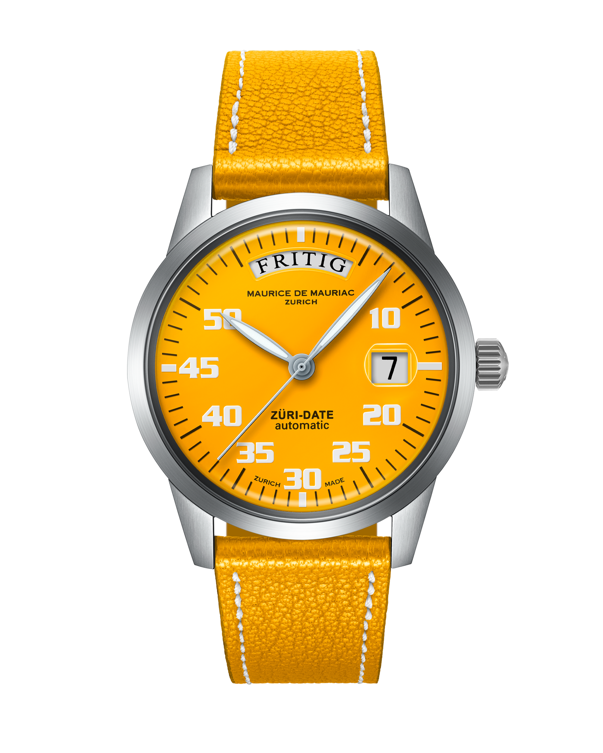 Automatic Modern: “Züri Date” Yellow with Leather strap