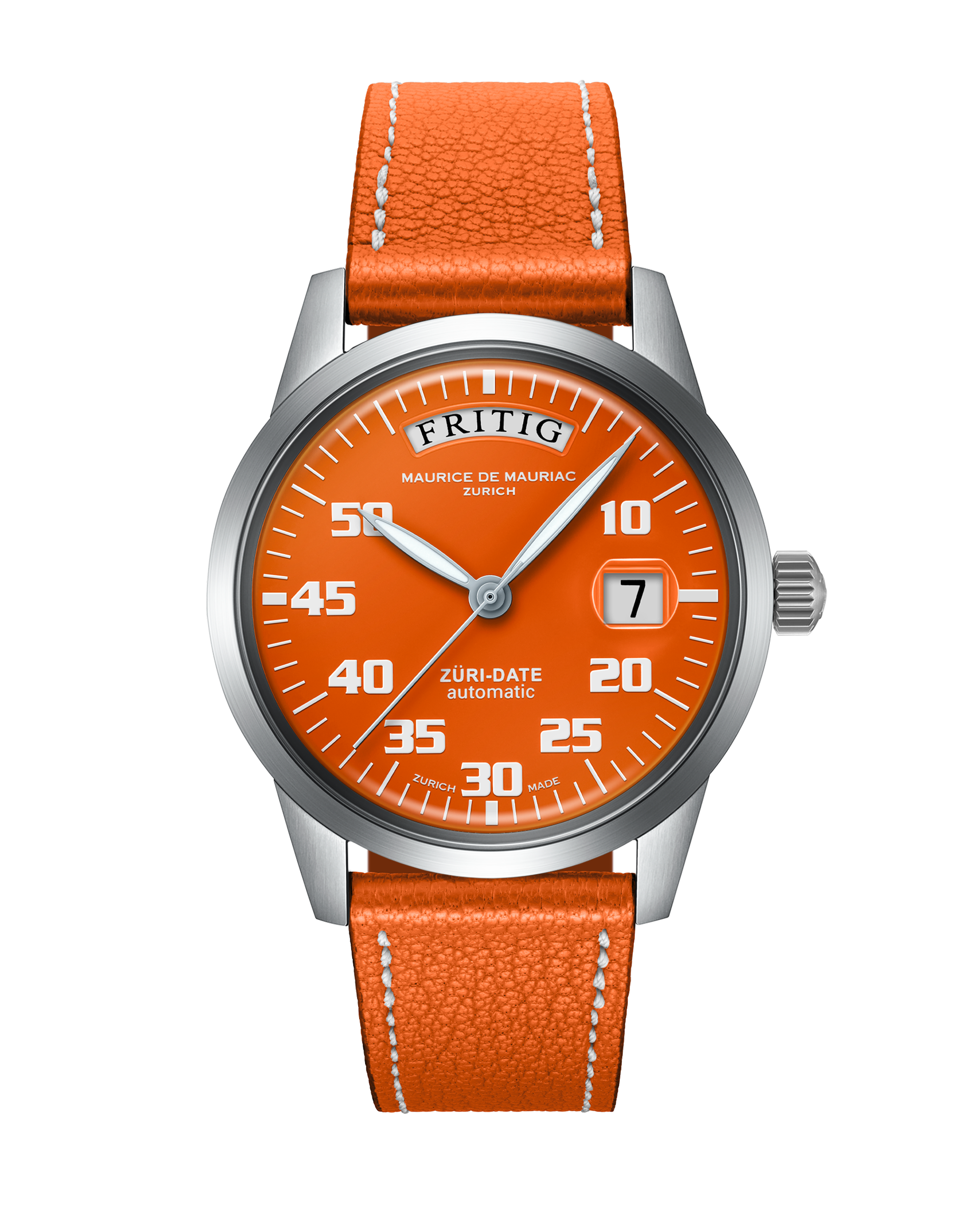 Automatic Modern: “Züri Date” Orange with Leather strap