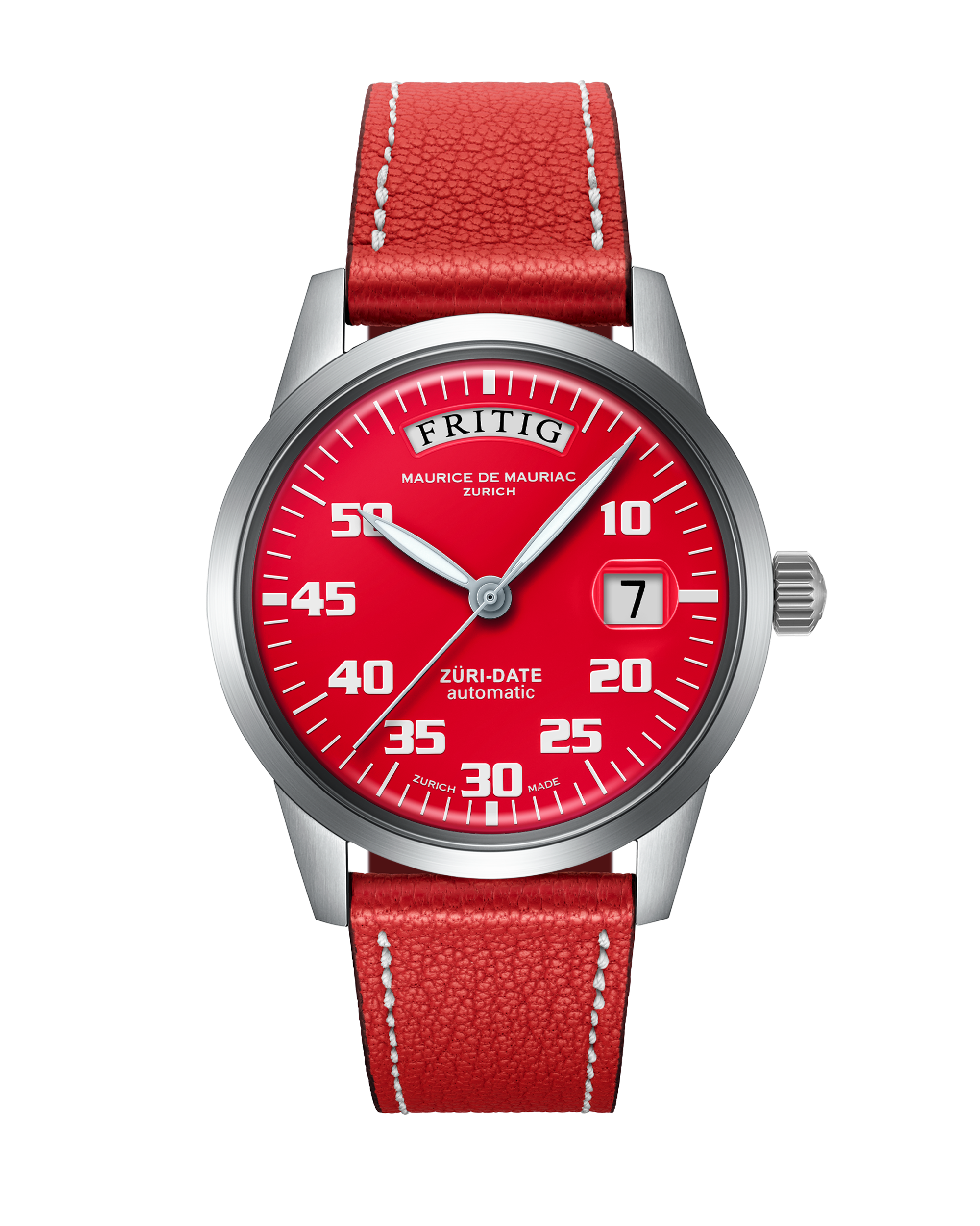 Automatic Modern: “Züri Date” Red with Leather strap