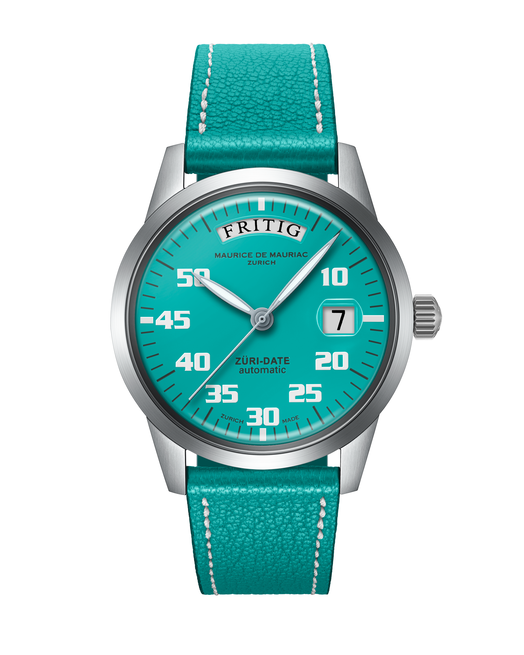 Automatic Modern: “Züri Date” Turquoise with Leather strap