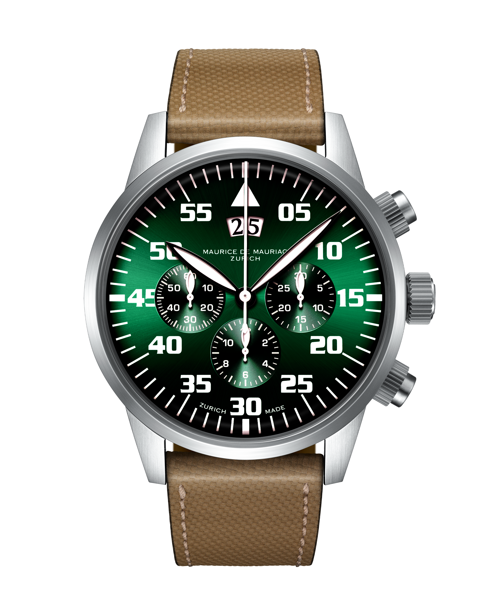 Zürcher Chrono Modern Steel “Big Date” Smaragd Green