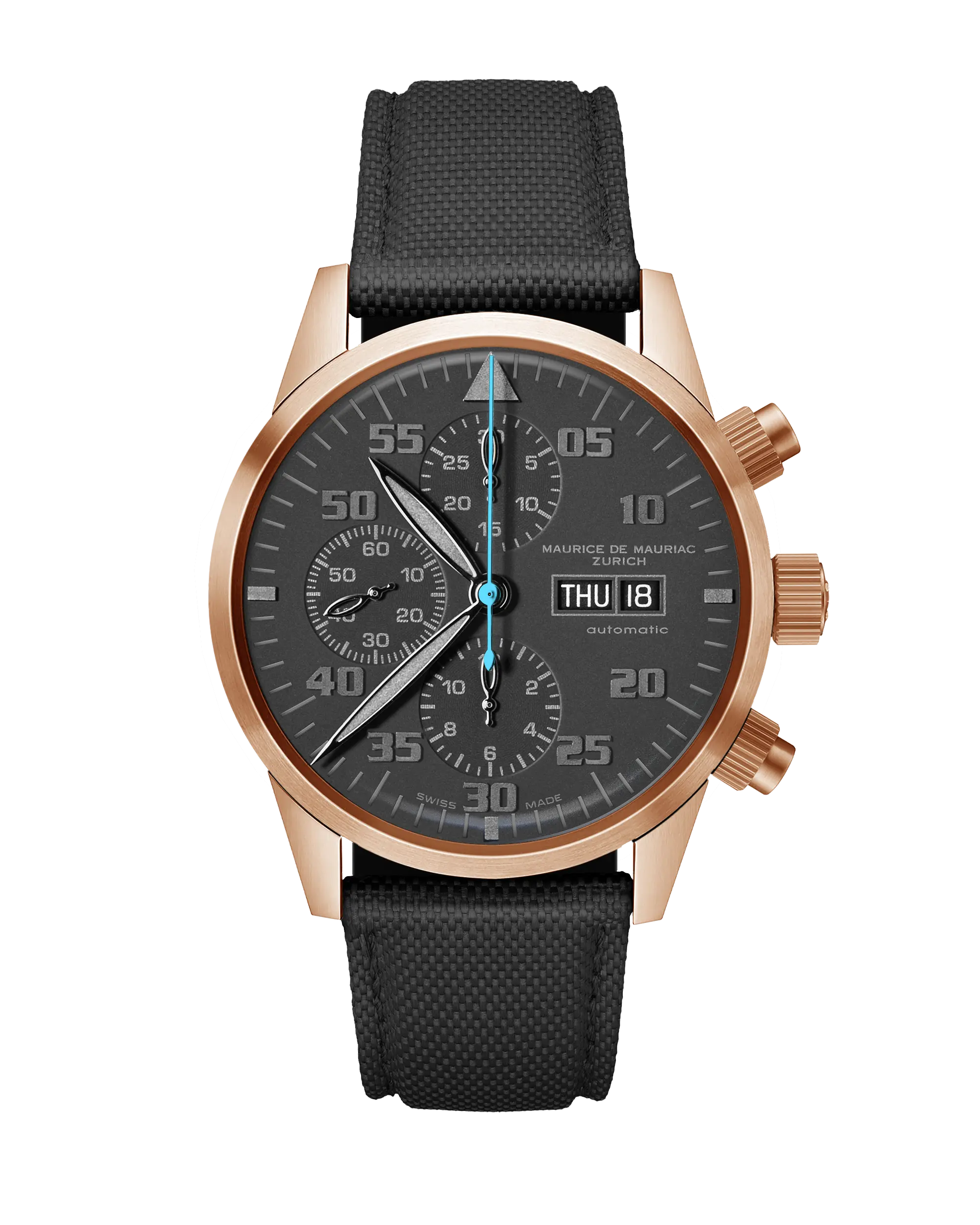 Zürcher Chrono Modern Bronze all Black | Blue Hand