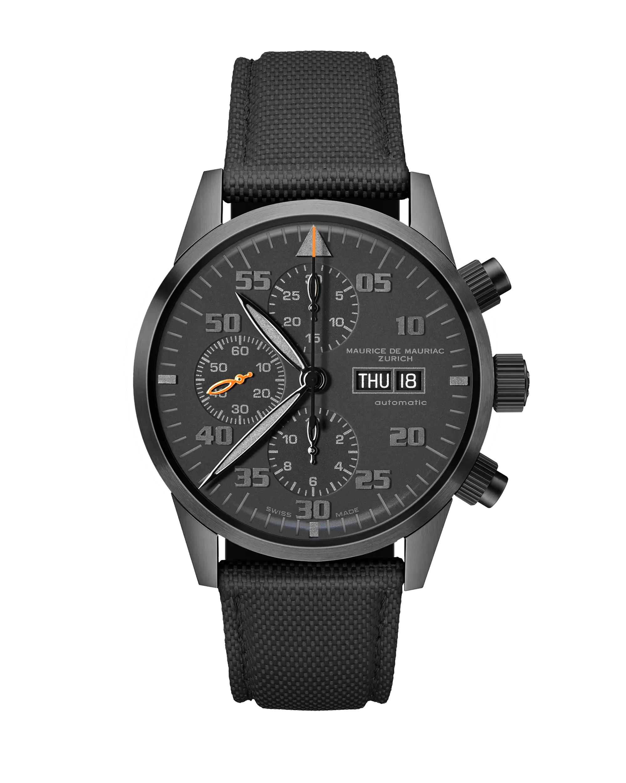 Zürcher Chrono Modern DLC all Black | Orange Hand