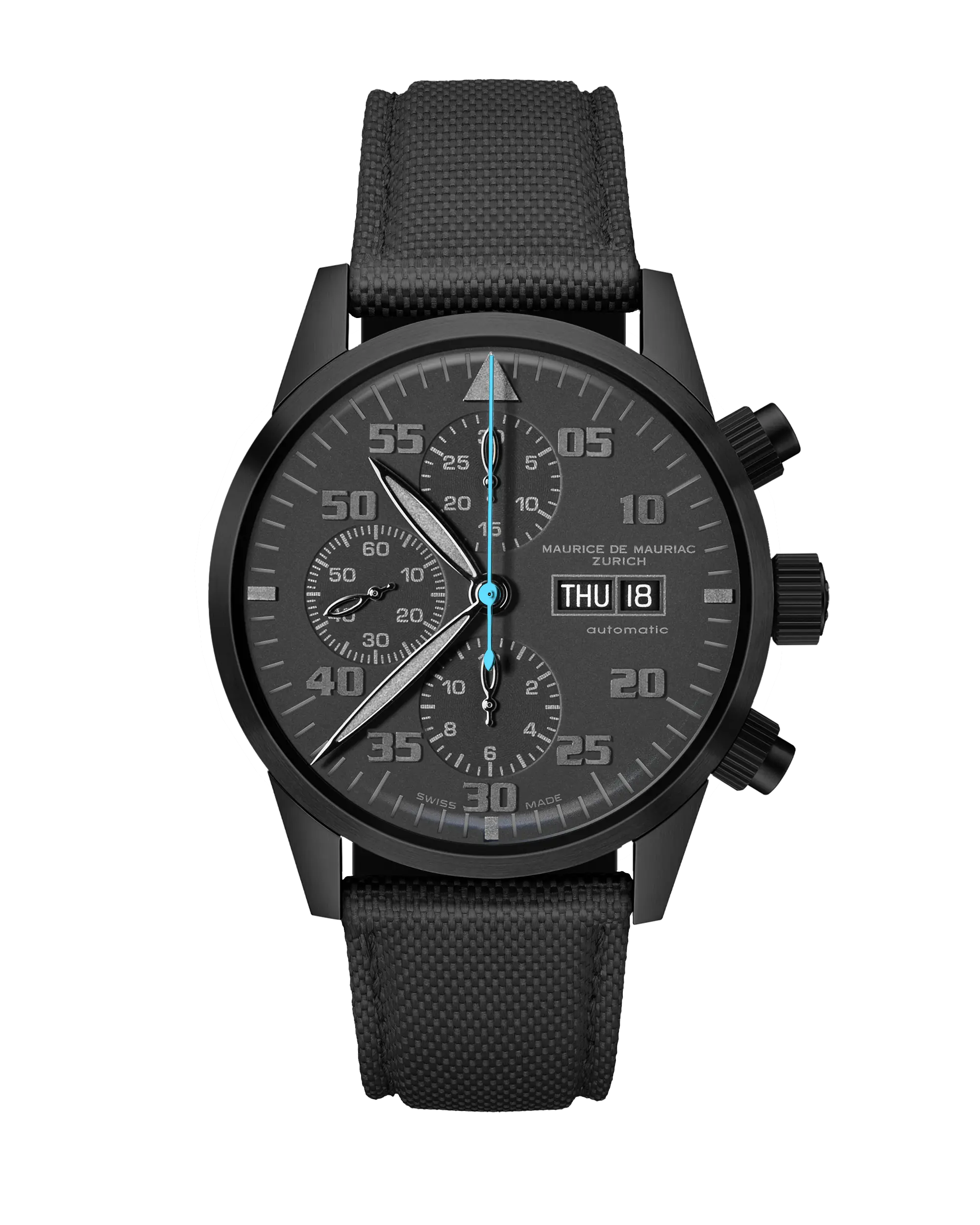 Zürcher Chrono Modern PVD all Black | Blue Hand
