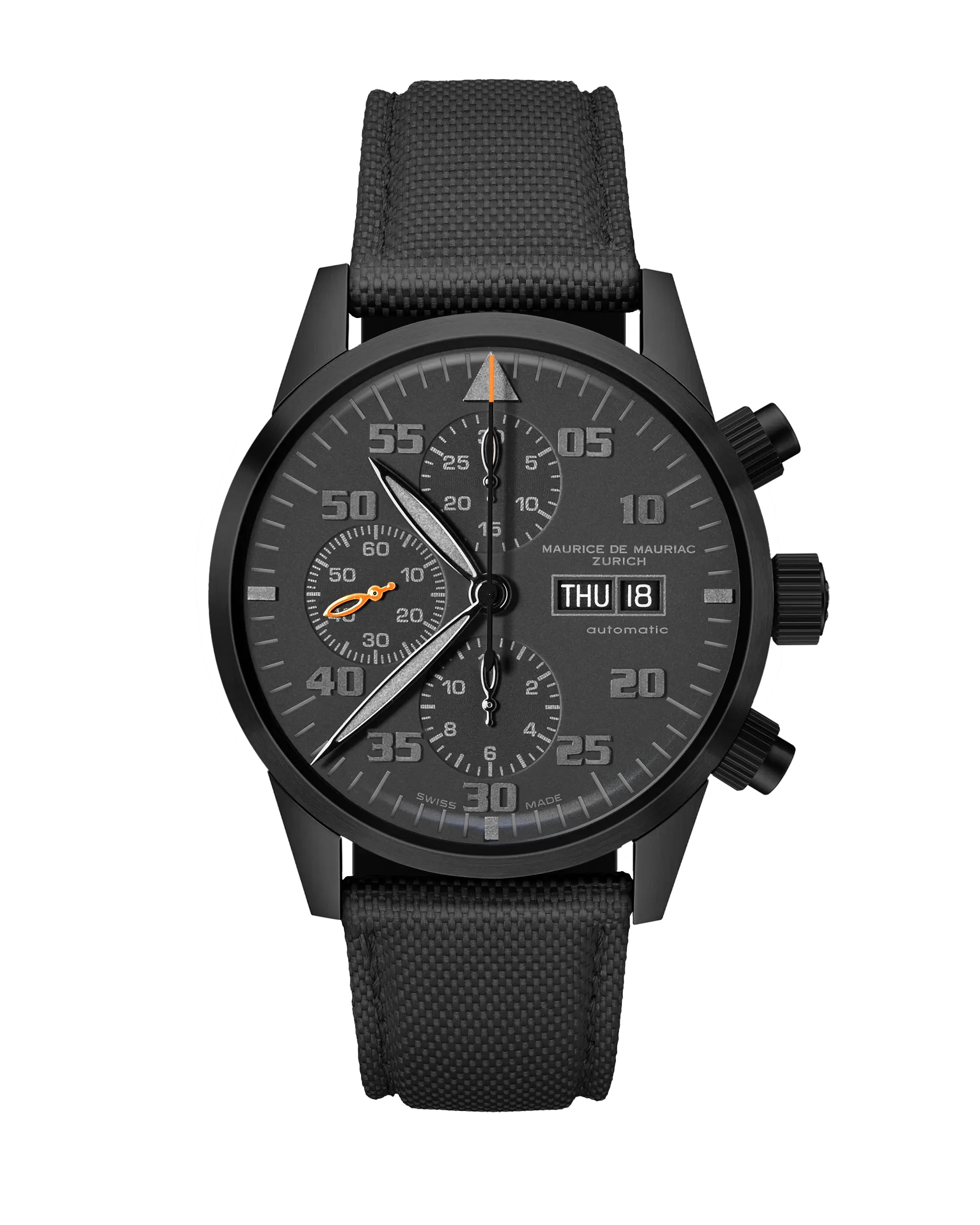 Zürcher Chrono Modern PVD all Black | Orange Hand