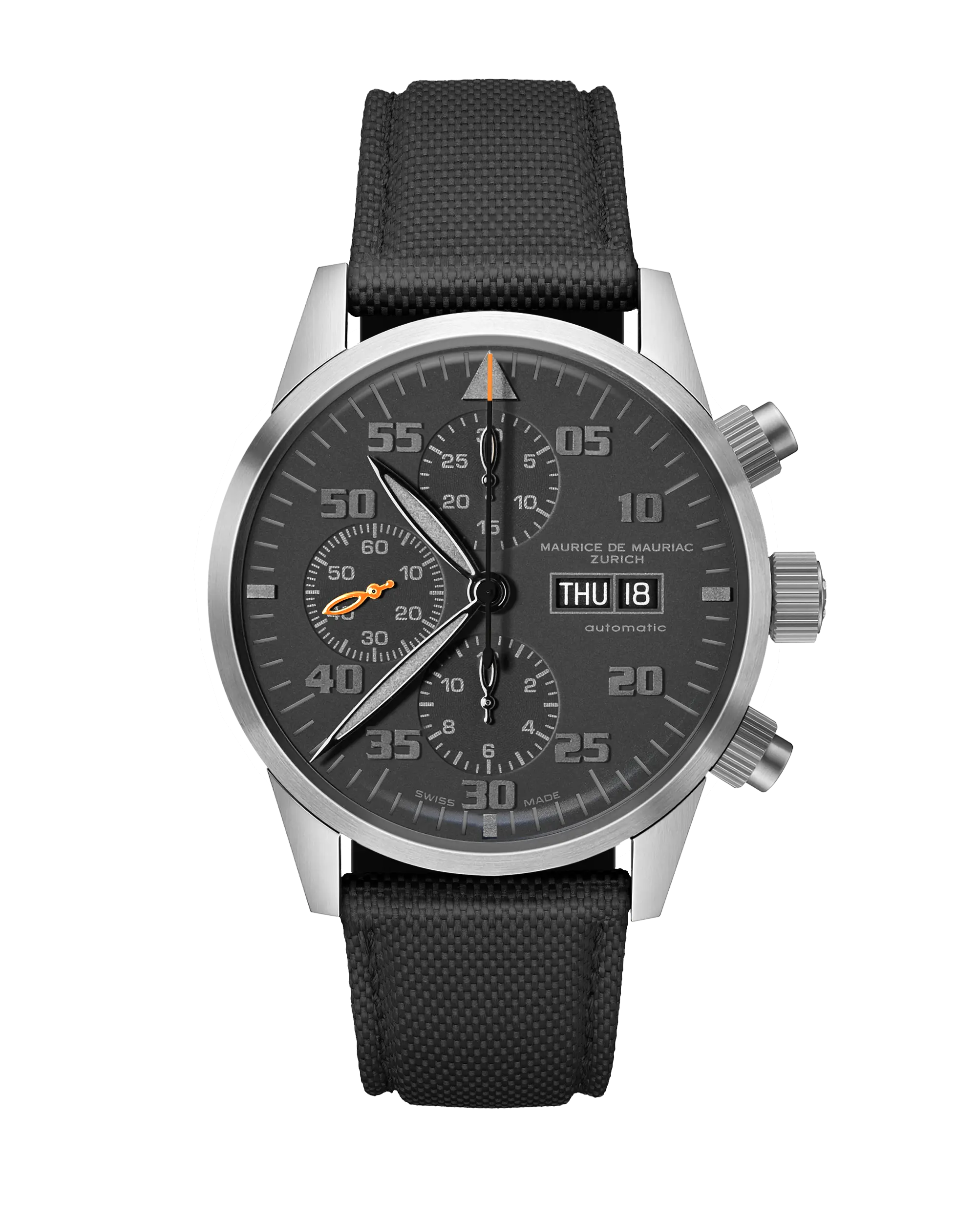 Zürcher Chrono Modern Steel all Black | Orange Hand