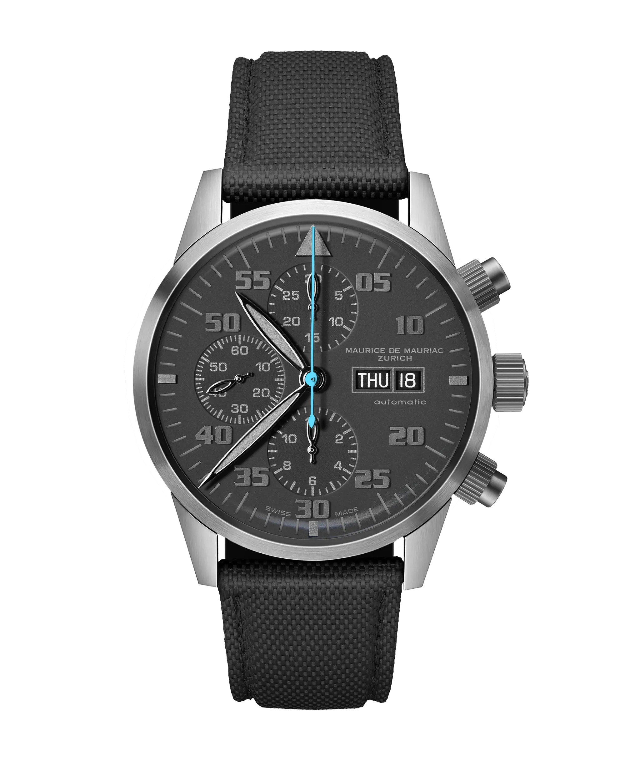 Zürcher Chrono Modern Titanium all Black | Blue Hand