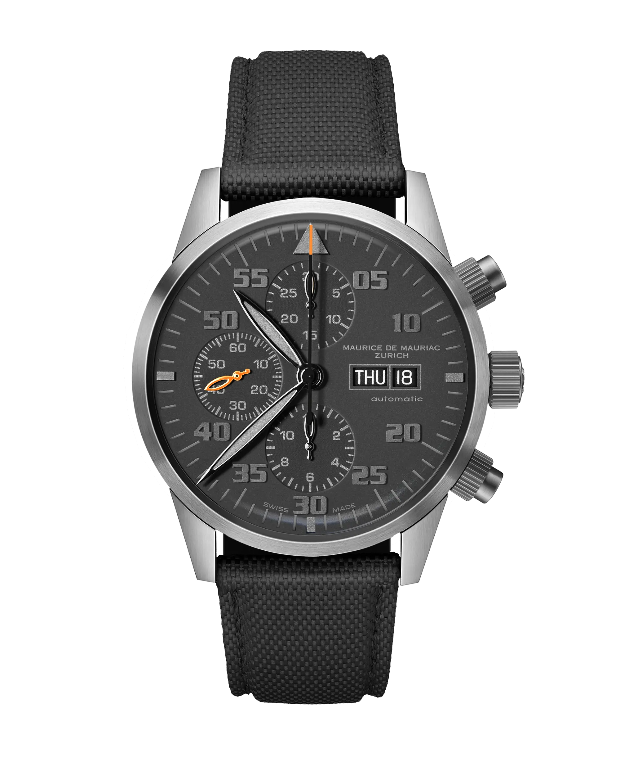 Zürcher Chrono Modern Titanium all Black | Orange Hand